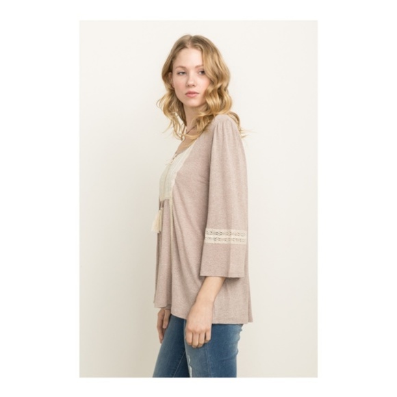 MYSTREE 3/4 BELLE SLV LACE BIB TOP - Picture 5 of 8